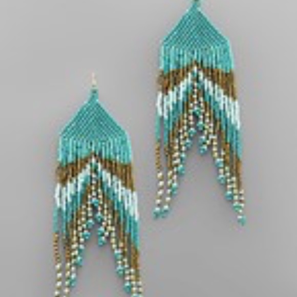 Triangle Multi Tassel Beads Earrings - Picture 6 of 9